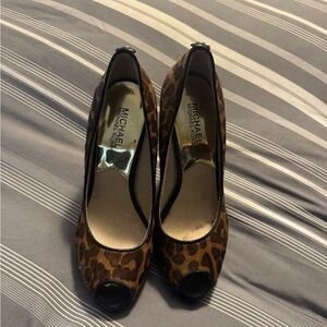 Michael Kors Animal Print Peep Toe Heels